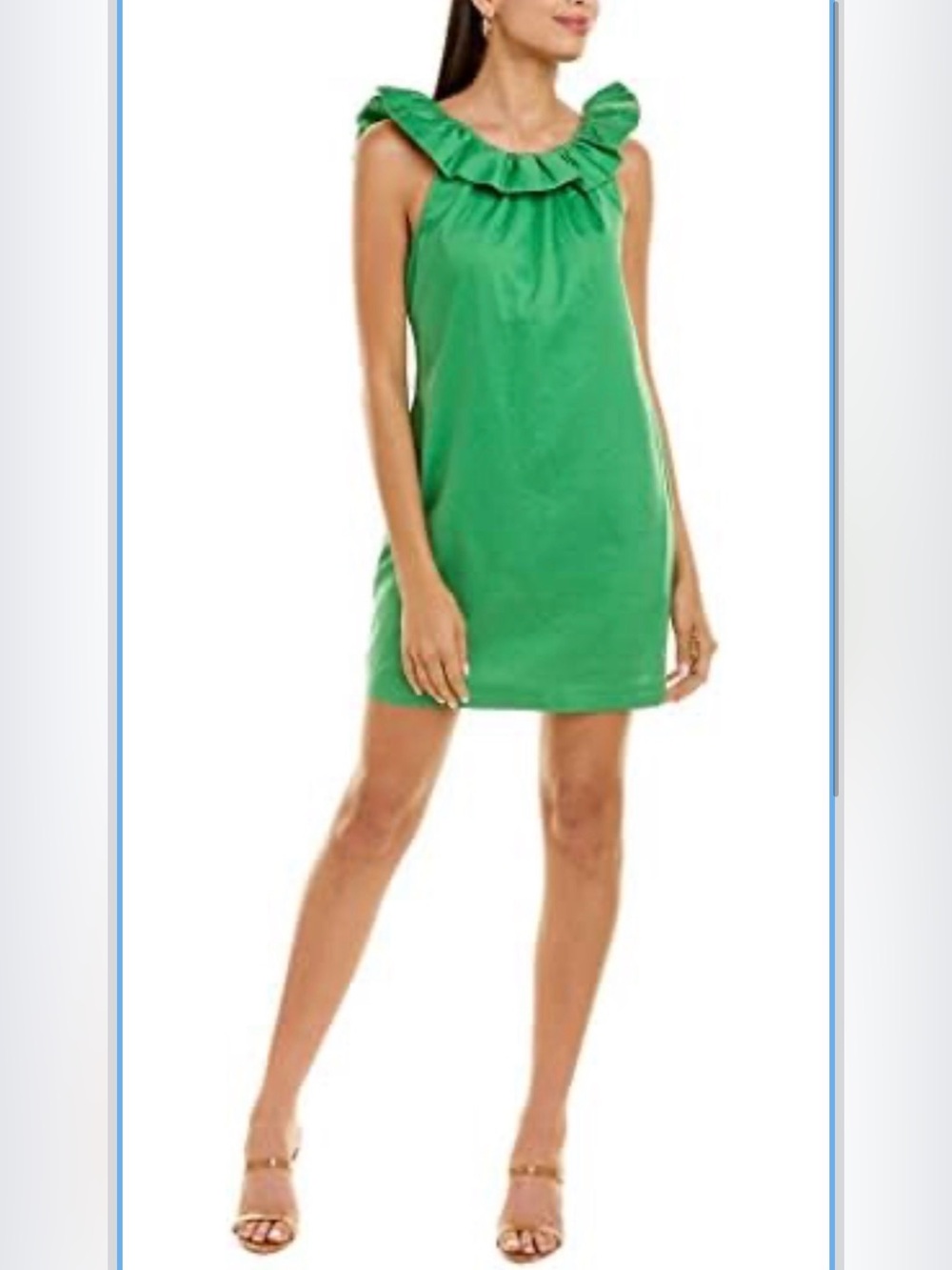 Trina Turk Mojito Green Ruffle‑Neck Sleeveless Dress – XS